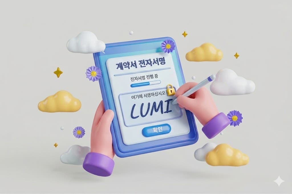 계약서 전자서명 일러스트